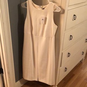 Ann Taylor cream colored business dress with front slit